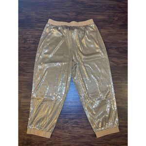 Shavonne Dorsey Women's 1X Gold Sequin‎ Jogger Pants High Rise Glamour